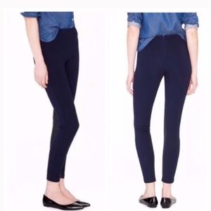 J. Crew Deep Dark Blue Elastic Waist Leggings Casual Or Career Zipper Accent